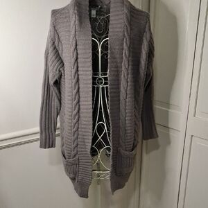 Autumn Cashmere Heather Gray Cable Knit Cardigan